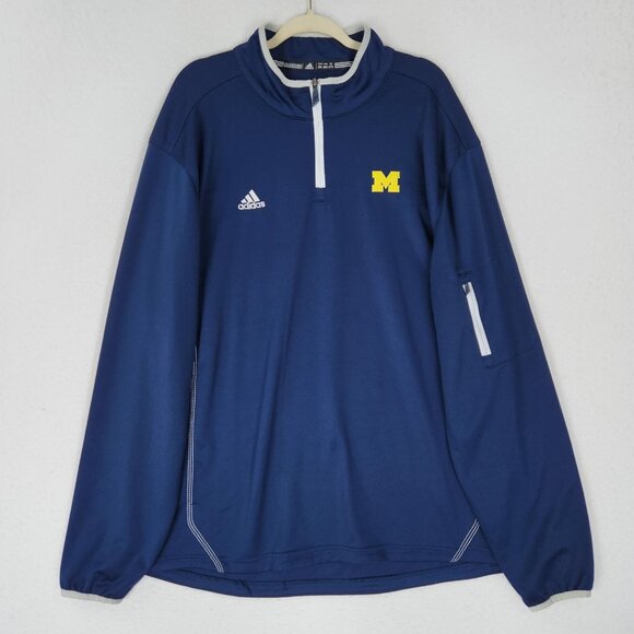 adidas Other - Adidas Sweater Mens 2XL Blue Half Zip Pullover Michigan Wolverines Performance